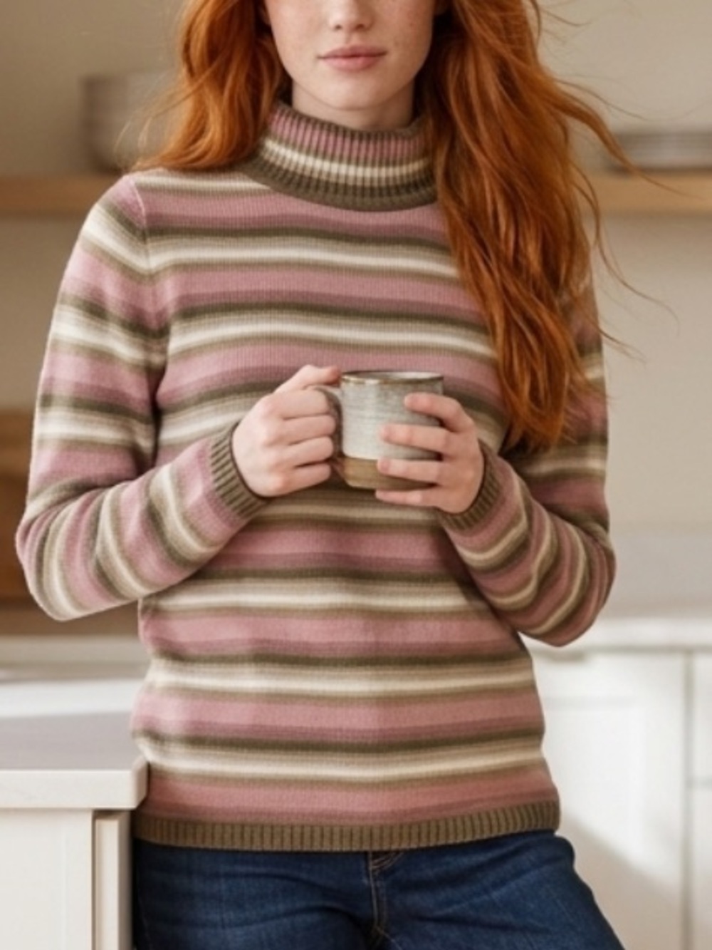 Cotton Sweater multi stripe Sz small